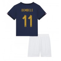 Koszulka piłkarska Francja Ousmane Dembele #11 Strój Domowy dla dzieci MŚ 2022 tanio Krótki Rękaw (+ Krótkie spodenki)